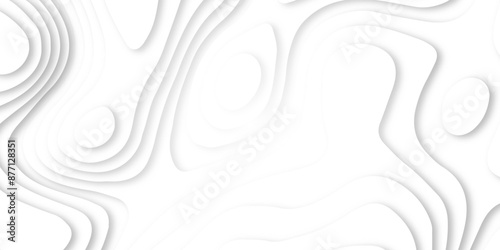 Multi layers 3D papercut layers in white vector banner. Abstract paper cut art background design for website template. Topography