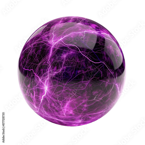 Purple electric ball isolated on transparent or white background 