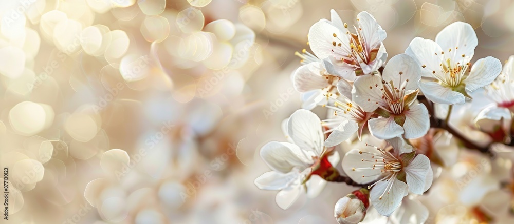 White flowers blooming on an almond tree (Prunus dulcis) with copy space image. White flowers blooming on an almond tree (Prunus dulcis) with copy space image.