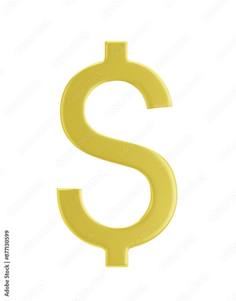 Dollar 3d. Golden sign of dollar. Gold Russian dollar, currency. Isolated, vector. Dollar 3d. Golden sign of dollar. Gold Russian dollar, currency. Isolated, vector.
