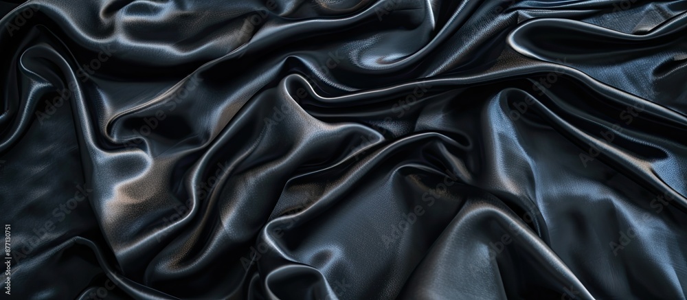 Soft black silk fabric with crumpled folds creating a textured background, perfect for Black History Month concept with copy space image. Soft black silk fabric with crumpled folds creating a textured background, perfect for Black History Month concept with copy space image.