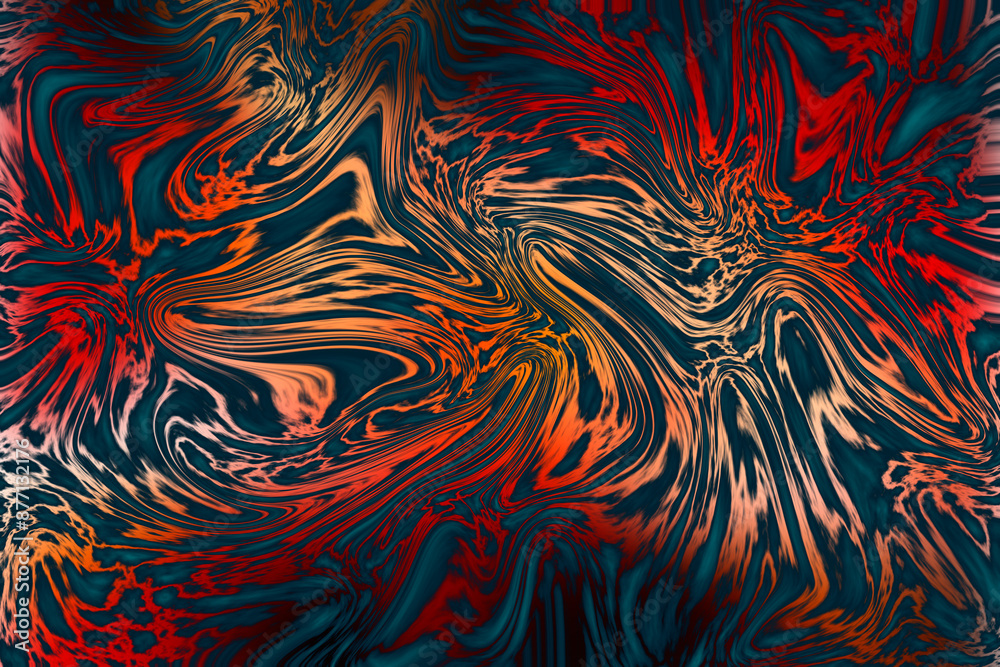 Fototapeta premium Liquid shape texture with red and blue tones.