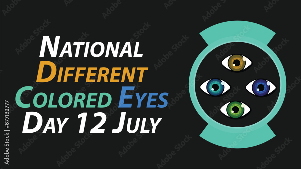 Obraz premium National Different Colored Eyes Day vector banner design illustration