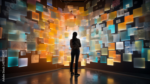 Wallpaper Mural Abstract Art Installation With Floating Multicolored Rectangles Immersive Exhibit Torontodigital.ca