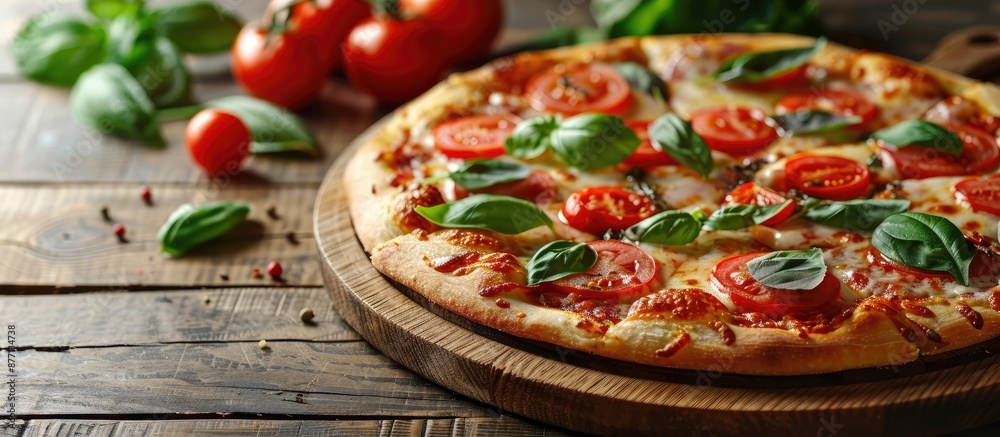 Freshly baked traditional Italian pizza with copy space image. Freshly baked traditional Italian pizza with copy space image.