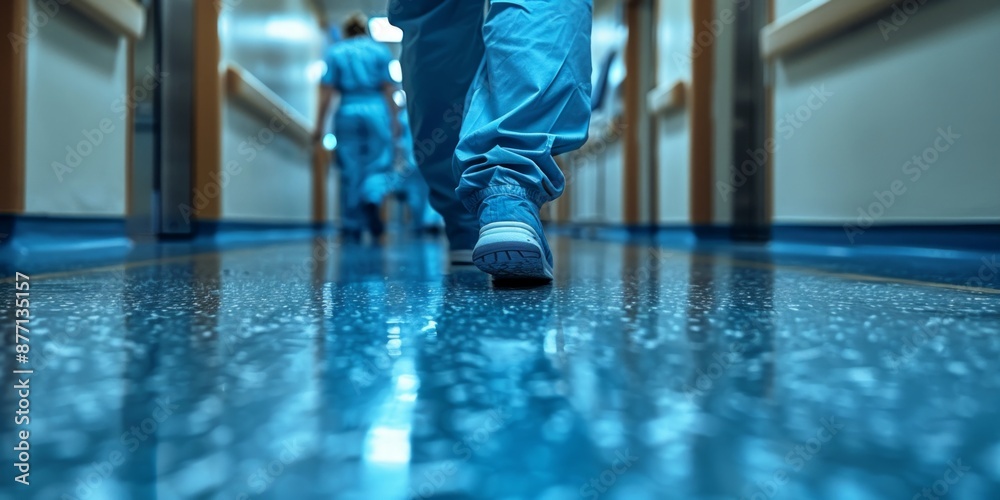 Obraz premium Medical Staff in Hospital Corridors and Laboratories Medical Team Collaboration: Inside the Hospital Environment
