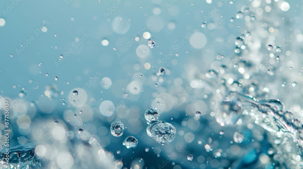 Water Droplets Splashing in Blue