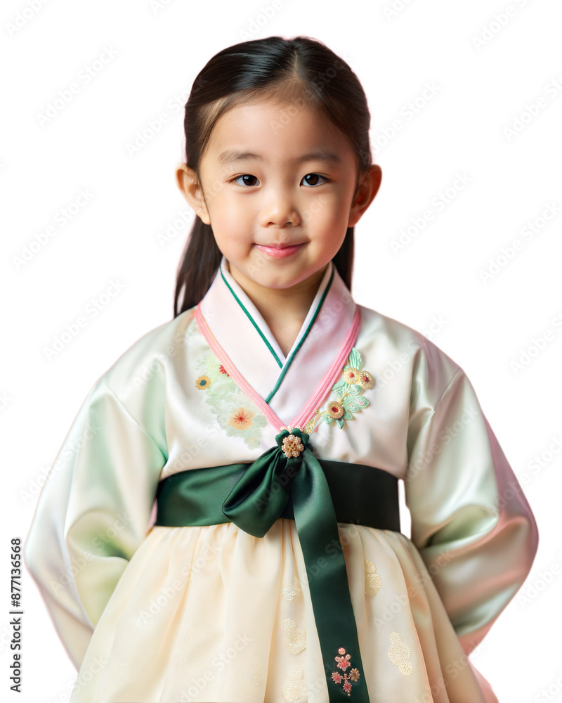 girl wearing Korea traditional dress , isolated on white background, png format girl wearing Korea traditional dress , isolated on white background, png format