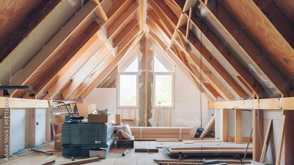 House Under Construction With Attic Space Transformation for Additional Living Area House Under Construction With Attic Space Transformation for Additional Living Area