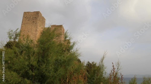 Talamone Fortress on a Cloudy Summer Day in Tuscany in Italy