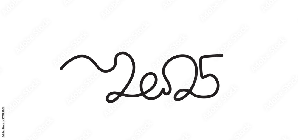 Continuous one line doodle drawing of new year 2025. Holiday concept, festive New year handwriting text, minimalist design. Continuous one line doodle drawing of new year 2025. Holiday concept, festive New year handwriting text, minimalist design.