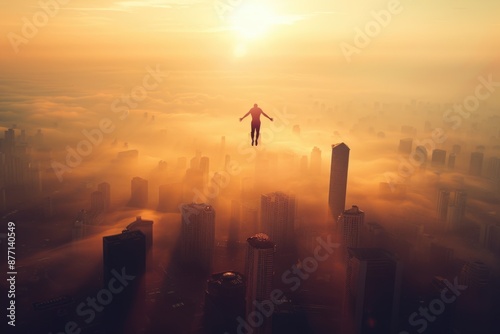 Wallpaper Mural A person standing on the roof of a tall building, looking out at the city Torontodigital.ca
