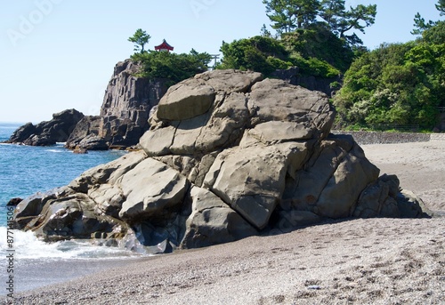 A large rock on the sandy beach of Katsurahama photo