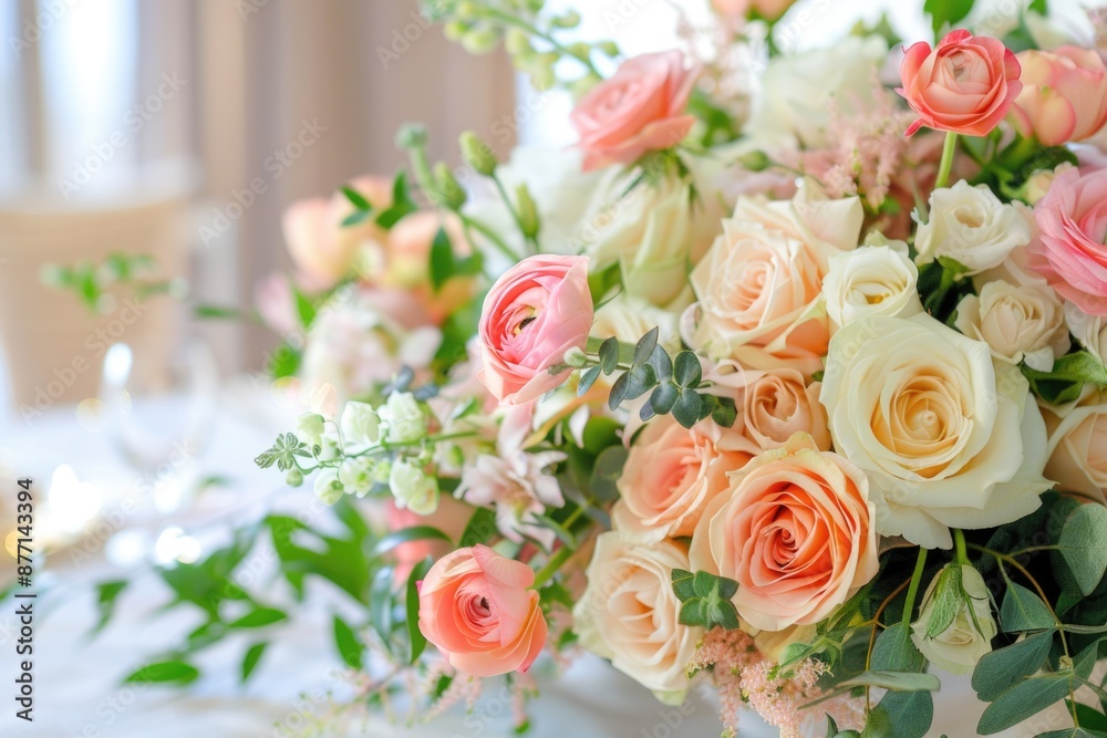 Arrangement: Elegant Floral Bouquet for Romantic Wedding Decor Arrangement: Elegant Floral Bouquet for Romantic Wedding Decor