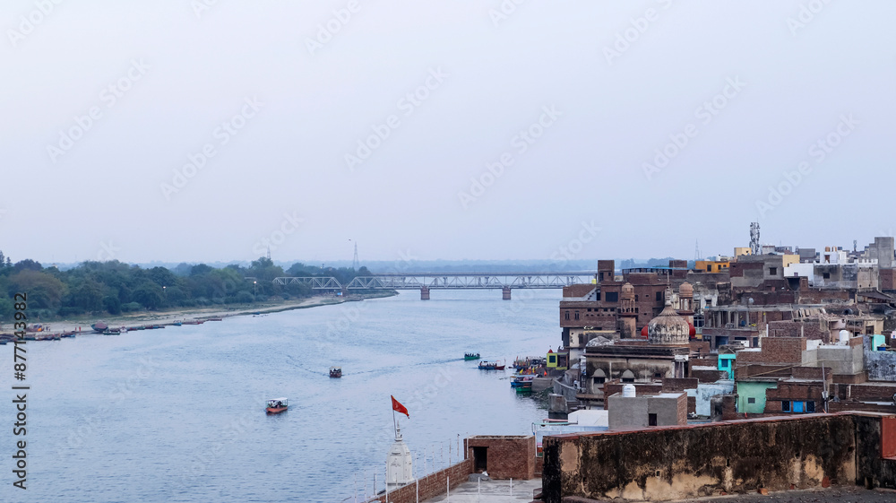 View of the Yamuna River and old town Mathura, Uttar Pradesh, India. View of the Yamuna River and old town Mathura, Uttar Pradesh, India.