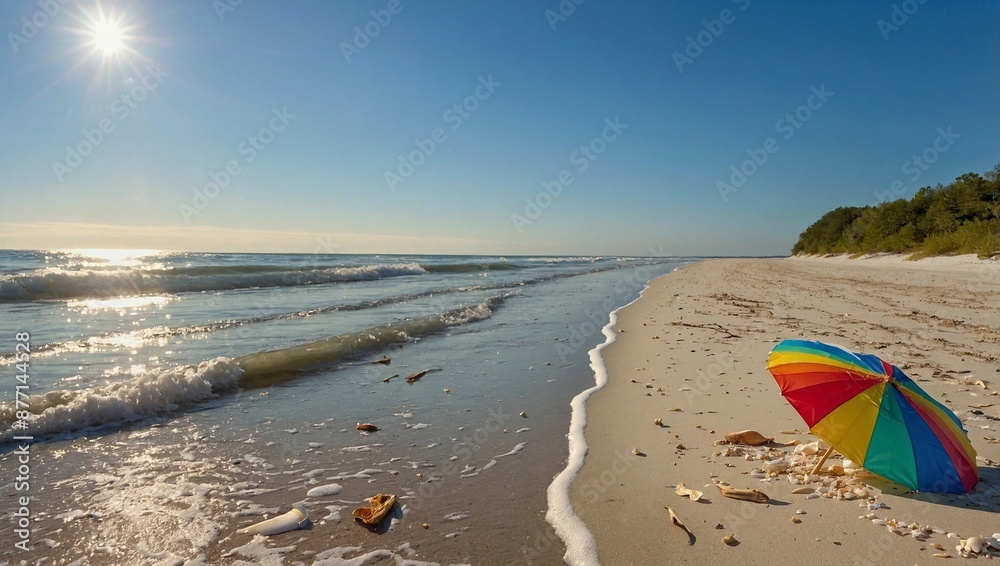 A pristine sandy beach stretching A pristine sandy beach stretching
