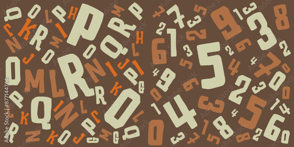Vibrant Mixed Letters and Numbers Pattern on Dark Blue Background.eps Vibrant Mixed Letters and Numbers Pattern on Dark Blue Background.eps