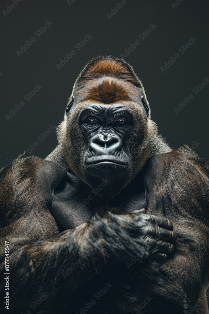 Fototapeta premium one hand rests on his chest, the other does likewise