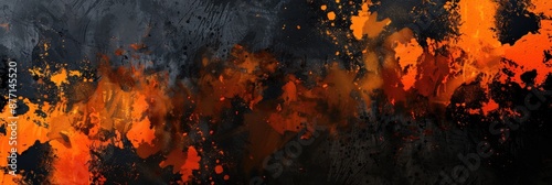 Abstract black and orange background with a spray paint effect