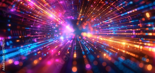 Wallpaper Mural Abstract colorful light streaks and bokeh in a dark background. Torontodigital.ca