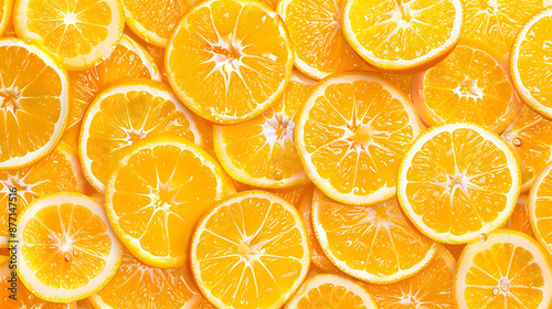 Close-up photography of fresh juicy orange slices with water drops.