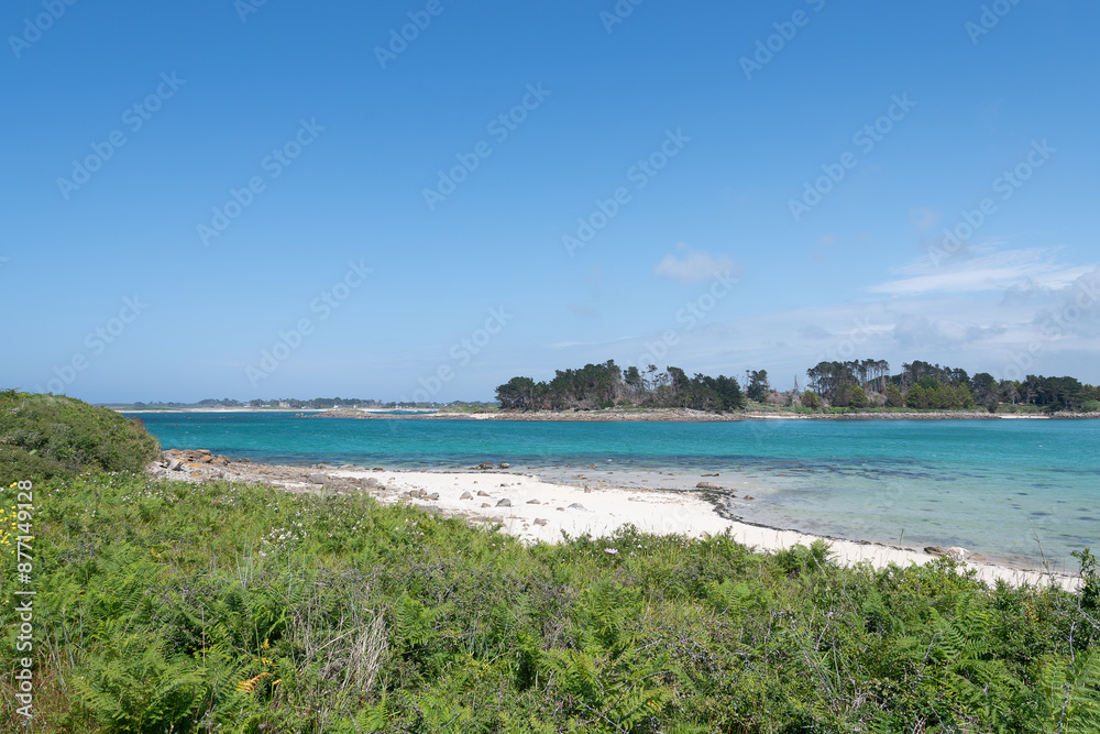 Magnifique panorama sur les plages de l'île Grande en Bretagne - France Magnifique panorama sur les plages de l'île Grande en Bretagne - France