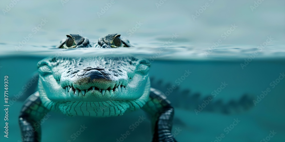 custom made wallpaper toronto digitalCrocodile lurking just below waters surface with eyes and scales visible. Concept Wildlife Photography, Reptiles, Nature, Animal Behavior, Underwater World