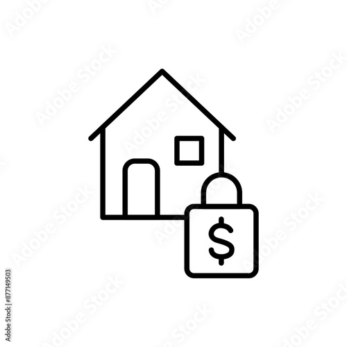 House Debt outline icons, minimalist vector illustration ,simple transparent graphic element .Isolated on white background