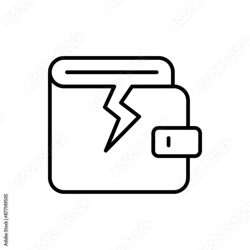Broken wallet outline icons, minimalist vector illustration ,simple transparent graphic element .Isolated on white background