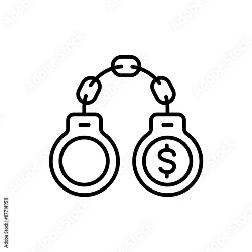 Debt chain outline icons, minimalist vector illustration ,simple transparent graphic element .Isolated on white background
