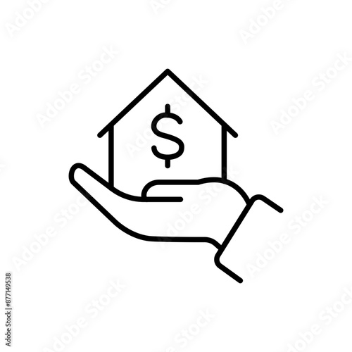 House Debt outline icons, minimalist vector illustration ,simple transparent graphic element .Isolated on white background