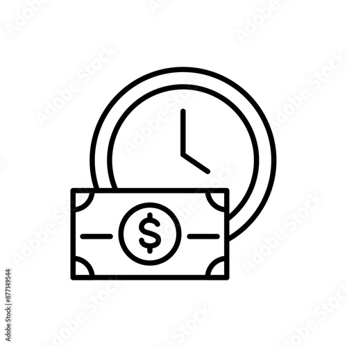 Debt time outline icons, minimalist vector illustration ,simple transparent graphic element .Isolated on white background