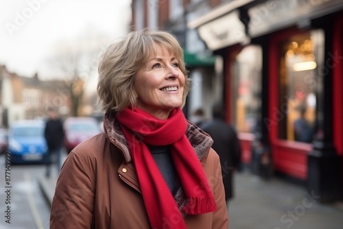 Portrait of a happy senior woman on a street in London, UK