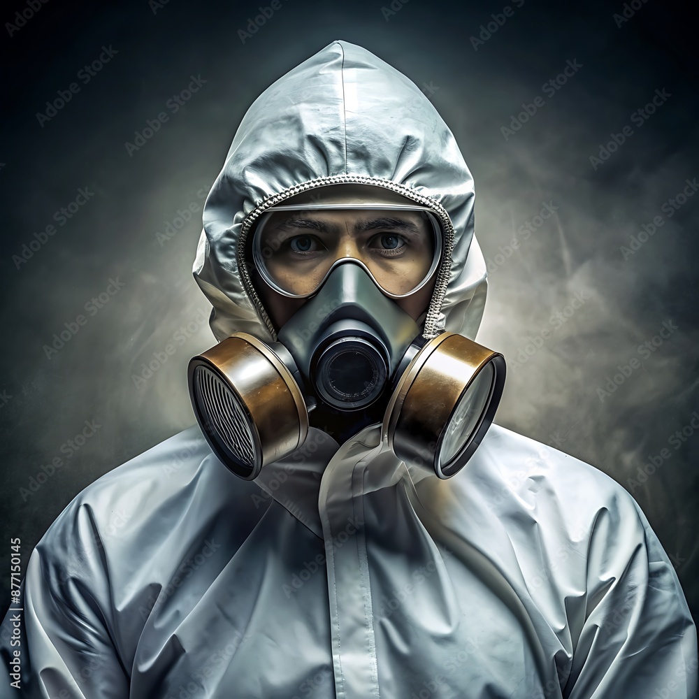 Man in Hazmat Suit with Gas Mask. Man in Hazmat Suit with Gas Mask.
