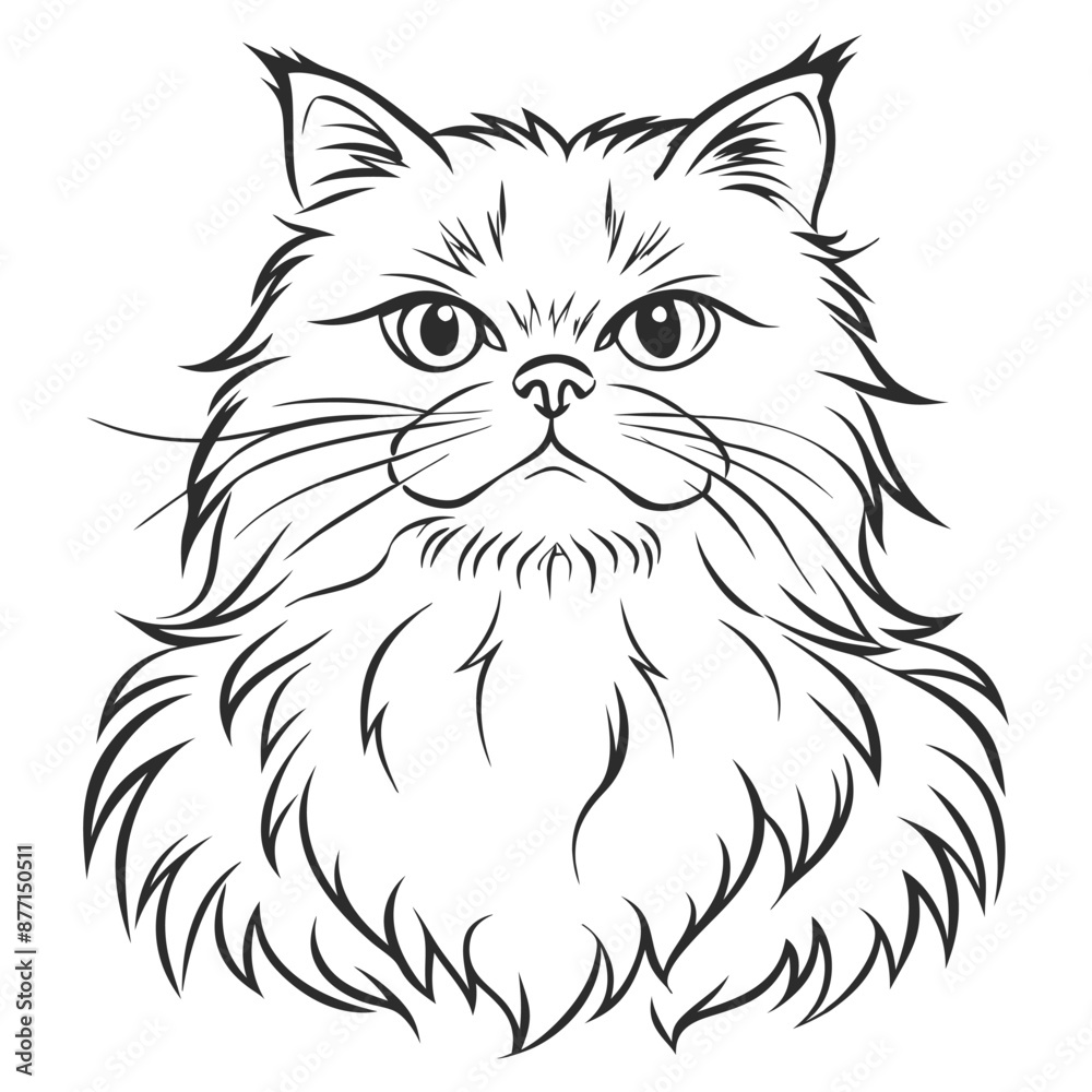 Hand drawing Persian cat vector version persian cat vector Hand drawing Persian cat vector version persian cat vector