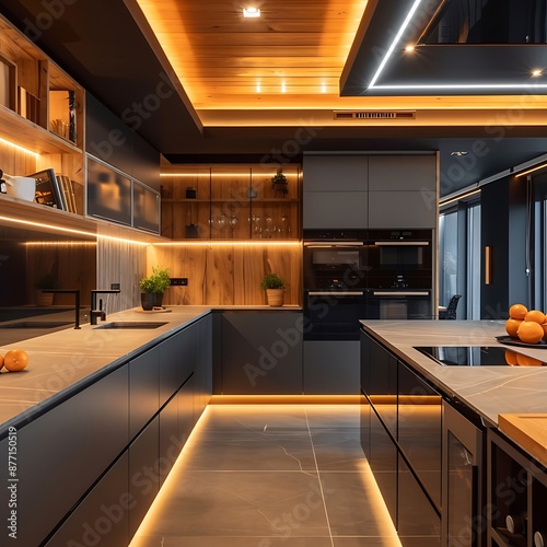 U-Shape modern acrylic modular kitchen