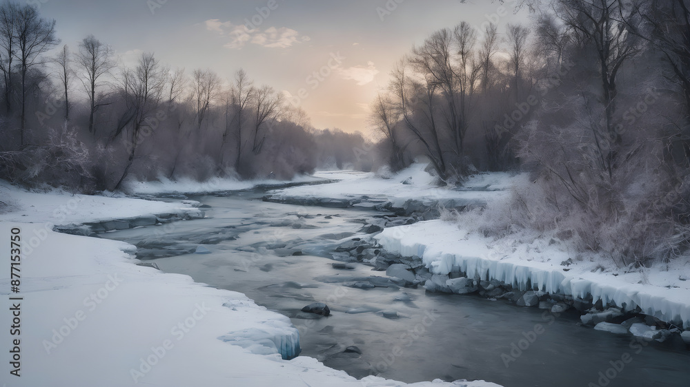 Fototapeta premium Icy River in Winter