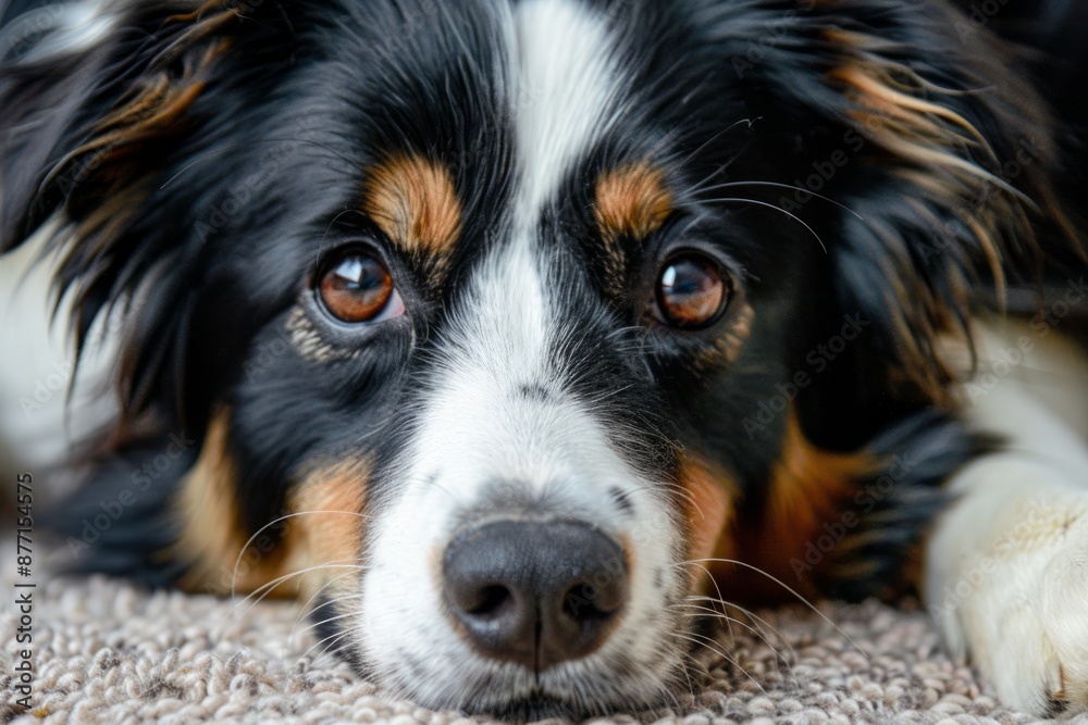 Fototapeta premium Close-up portrait. Front view. Adorable Border looking at camera.