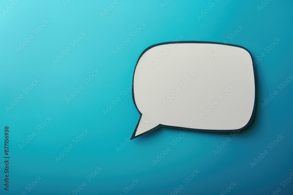 A single white speech bubble floating on a bright blue background, perfect for adding text to an image or highlighting a quote A single white speech bubble floating on a bright blue background, perfect for adding text to an image or highlighting a quote