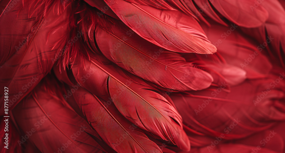 Red feather background, abstract wallpaper. A close up of red feathers on a white backdrop. A colorful texture and space for design. A Valentine's Day concept. Red feather background, abstract wallpaper. A close up of red feathers on a white backdrop. A colorful texture and space for design. A Valentine's Day concept.