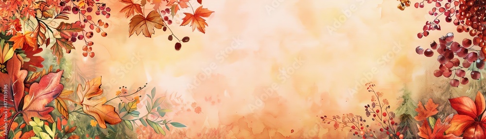 Watercolor autumn leaves background.