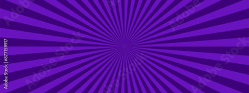 シンプルな集中線　サンバースト　紫　パープル　素材　バナー　背景　横　横長  バナー