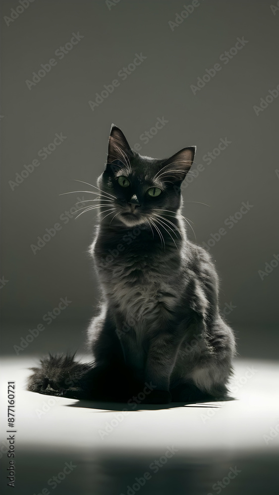 Fototapeta premium A Realistic Cat Portrait on White