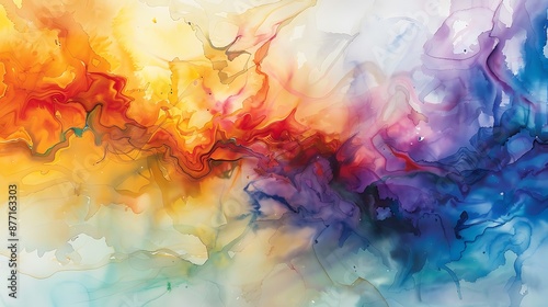 Abstract watercolor painting flowing colors blending harmonious artistic © baloch