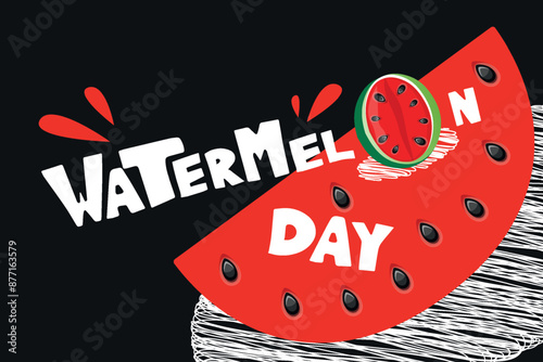 National Watermelon Day banner, slices of watermelon