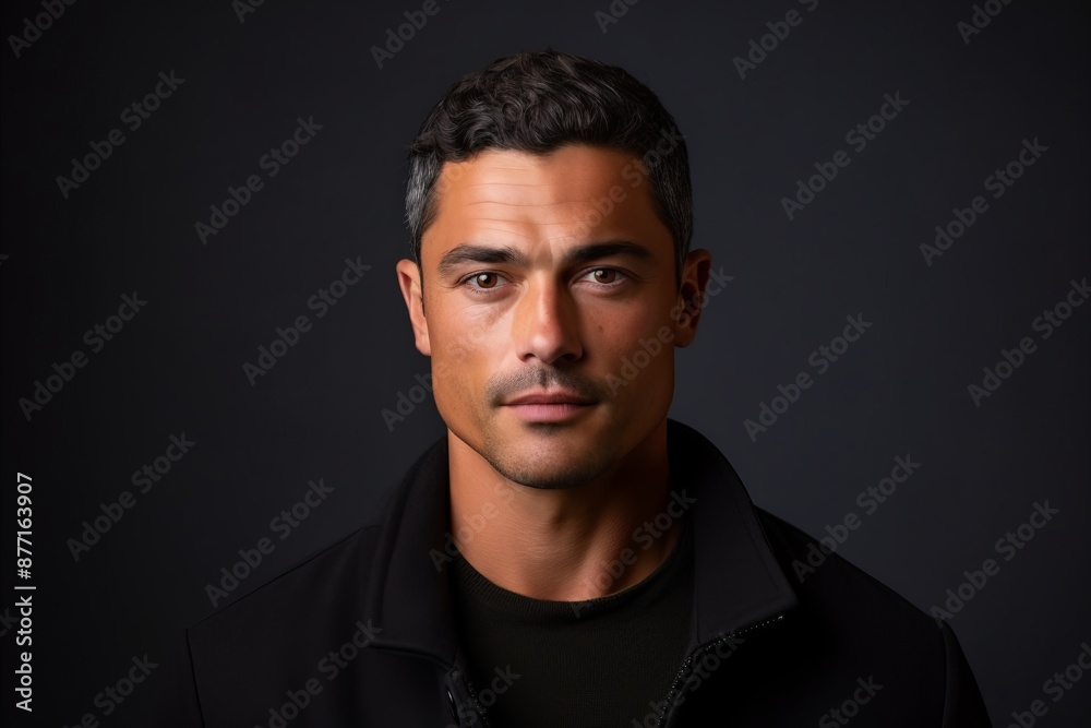 Portrait of a handsome young man in black coat on dark background Portrait of a handsome young man in black coat on dark background