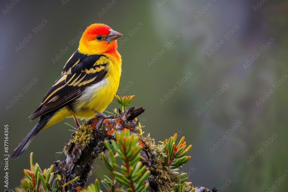 Obraz premium Western Tanager adult male perched