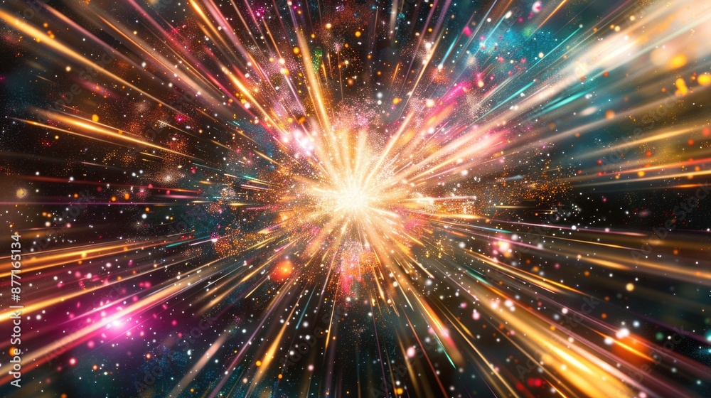 Fototapeta premium A vibrant starburst illuminated against a dark backdrop