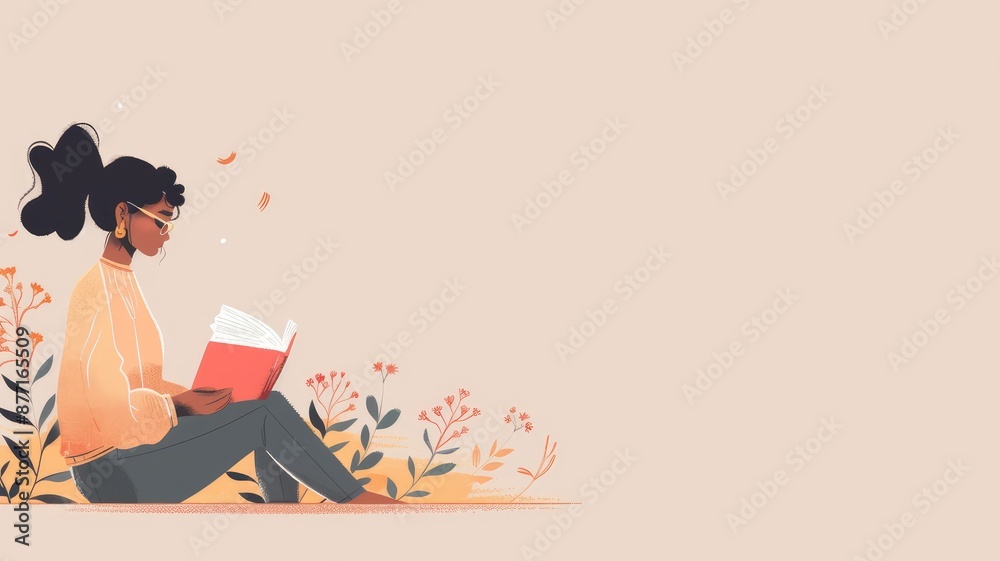 A teacher reading aloud from a book with a serene and focused expression, sitting against a simple background. A teacher reading aloud from a book with a serene and focused expression, sitting against a simple background.