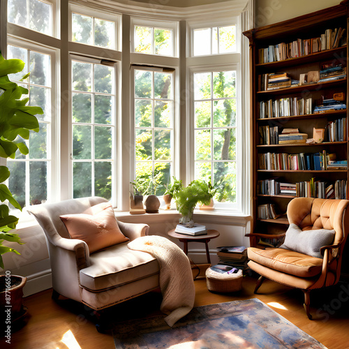 Living room interior with reading area